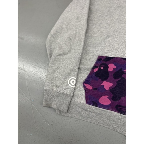 A Bathing Ape BAPE Shark Full Zip Hoodie Mens Large Gray Purple Camo WGM Japan - Picture 3 of 16
